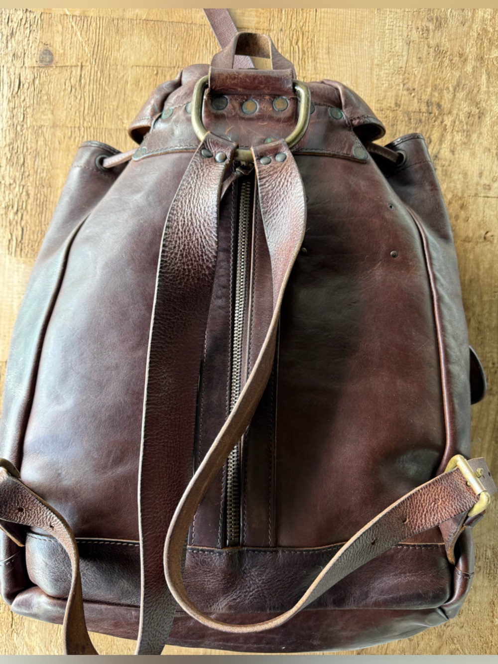 Double RL RRL & Co. Original Riley Rucksack Heritage Leather Backpack - Picture 9 of 13